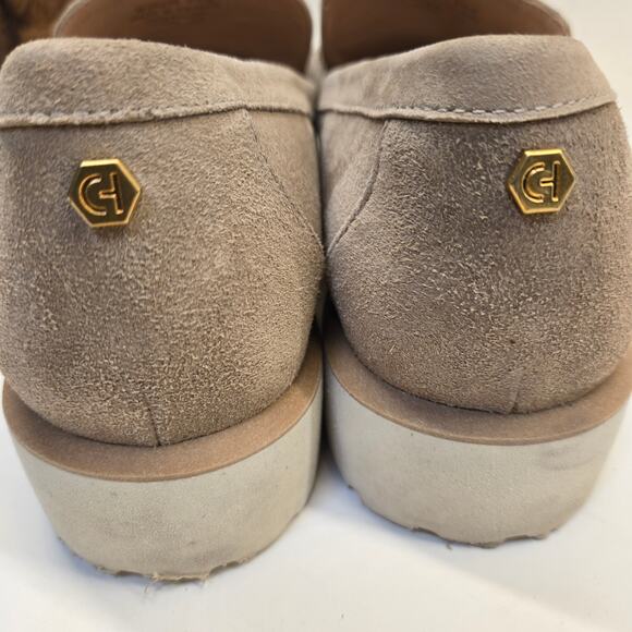 Cole Haan Grand 360 Size 9.5 Tan Suede Geneva Chain Loafer Flats with Lug Soles - Picture 6 of 10